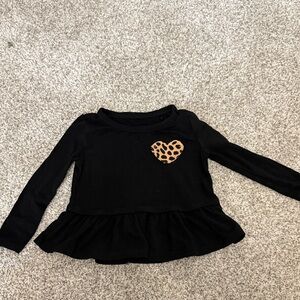 Little Sleepies Black Long Sleeve with Leopard Heart